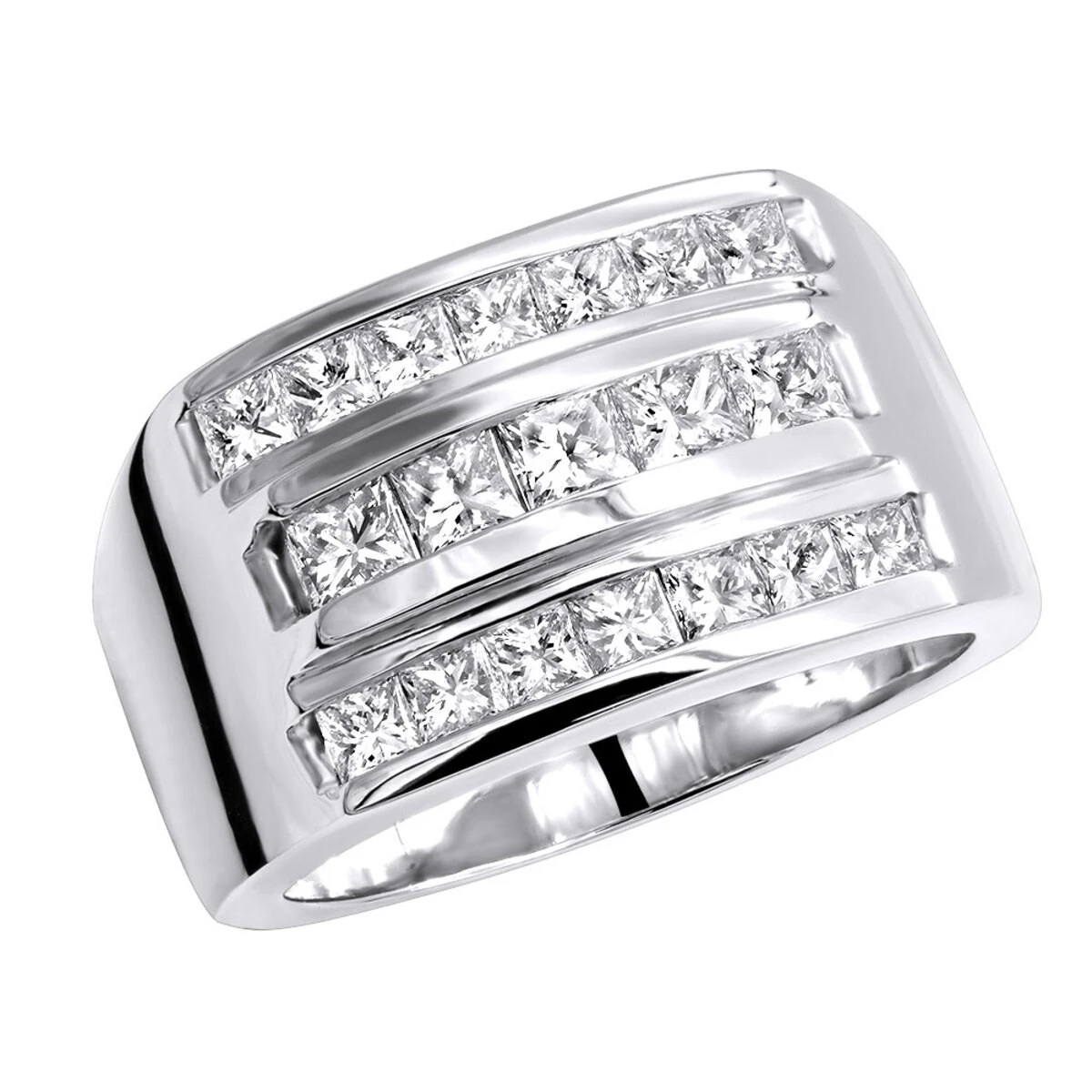 Platinum Men's Princess Diamonds Ring 2.62ct 2 Platinum Men's Princess Diamonds Ring 2.62ct - Image 2