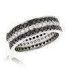 White And Black Diamond Eternity Platinum Band By Luxurman 2.85ct