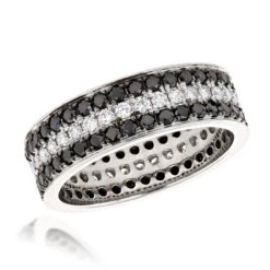 White And Black Diamond Eternity Platinum Band By Luxurman 2.85ct
