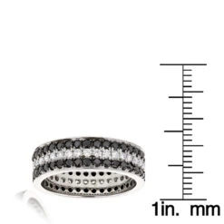 White And Black Diamond Eternity Platinum Band By Luxurman 2.85ct -Luxurman platinum rings white and black diamond eternity band by luxurman 285ct ruler