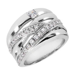 Platinum Round Diamond Right Hand Ladies Ring 0.57ct