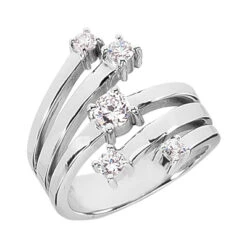 Platinum Round Diamond Right Hand Ladies Ring 0.59ct 22.4mm