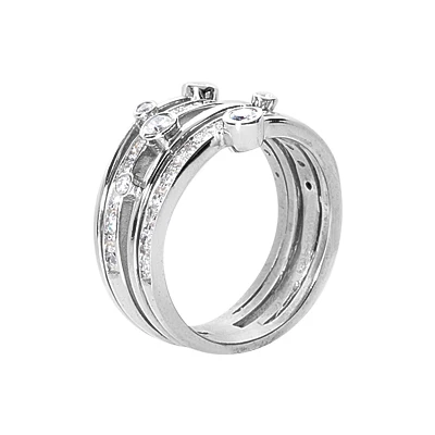 Platinum Round Diamond Right Hand Women's Ring 0.40ct 2 Platinum Round Diamond Right Hand Women's Ring 0.40ct - Image 2