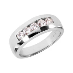 Platinum Women's 5 Stone 1ct Diamond Wedding Ring 6.2mm