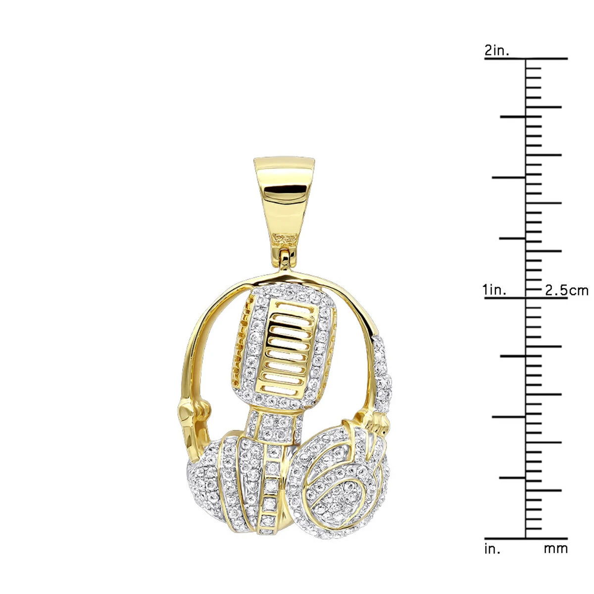 10K Yellow Gold Genuine Diamond Microphone & Headphones Pendant 1ct DJ Charm 7 10K Yellow Gold Genuine Diamond Microphone & Headphones Pendant 1ct DJ Charm - Image 7