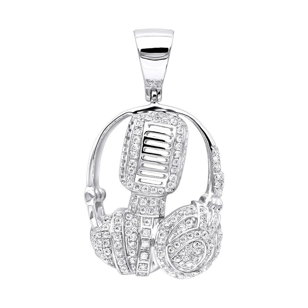 10K Yellow Gold Genuine Diamond Microphone & Headphones Pendant 1ct DJ Charm 3 10K Yellow Gold Genuine Diamond Microphone & Headphones Pendant 1ct DJ Charm - Image 3