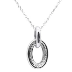 14K White Gold Pave Diamond Oval Pendant Necklace For Women 0.5 Carat -Luxurman real 14k gold pave diamond oval pendant necklace for women 05 carat 803212 backwh