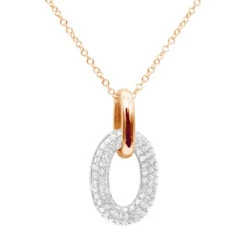 14K White Gold Pave Diamond Oval Pendant Necklace For Women 0.5 Carat -Luxurman real 14k gold pave diamond oval pendant necklace for women 05 carat 803212 ro