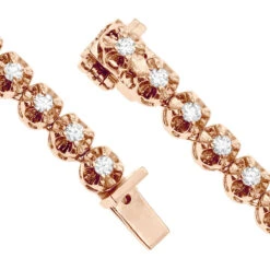 14K Yellow Gold Round Prong Set Diamond Tennis Chain Necklace For Men 13ct -Luxurman real 14k gold round prong set diamond tennis chain necklace for men 13ct clasp rose