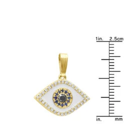 14K Yellow Gold White Black Diamond & Sapphire Evil Eye Pendant Enamel Charm -Luxurman real 14k gold white black diamond sapphire evil eye pendant enamel charm 018020 rulerye