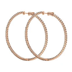 Real 3 Carat Black Diamond 2 Inch Hoop Earrings Inside Out Design 14K White Gold 13 Real 3 Carat Black Diamond 2 Inch Hoop Earrings Inside Out Design 14K White Gold -Luxurman real 3 carat black diamond 2 inch hoop earrings inside out design 14k gold 018012 backro