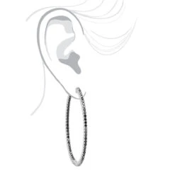 Real 3 Carat Black Diamond 2 Inch Hoop Earrings Inside Out Design 14K White Gold 14 Real 3 Carat Black Diamond 2 Inch Hoop Earrings Inside Out Design 14K White Gold -Luxurman real 3 carat black diamond 2 inch hoop earrings inside out design 14k gold 018012 bodwh