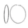 Real 3 Carat Black Diamond 2 Inch Hoop Earrings Inside Out Design 14K White Gold
