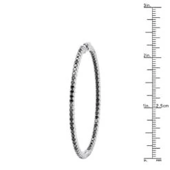 Real 3 Carat Black Diamond 2 Inch Hoop Earrings Inside Out Design 14K White Gold 15 Real 3 Carat Black Diamond 2 Inch Hoop Earrings Inside Out Design 14K White Gold -Luxurman real 3 carat black diamond 2 inch hoop earrings inside out design 14k gold 018012 rulerwh