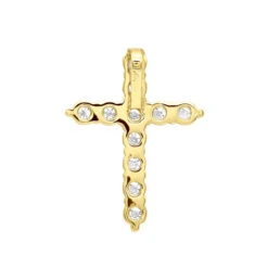 Real Diamond Cross Necklace 14K White Gold 2.5 Carat Cross Pendant -Luxurman real diamond cross necklace 14k gold 25 carat cross pendant 000810 backye