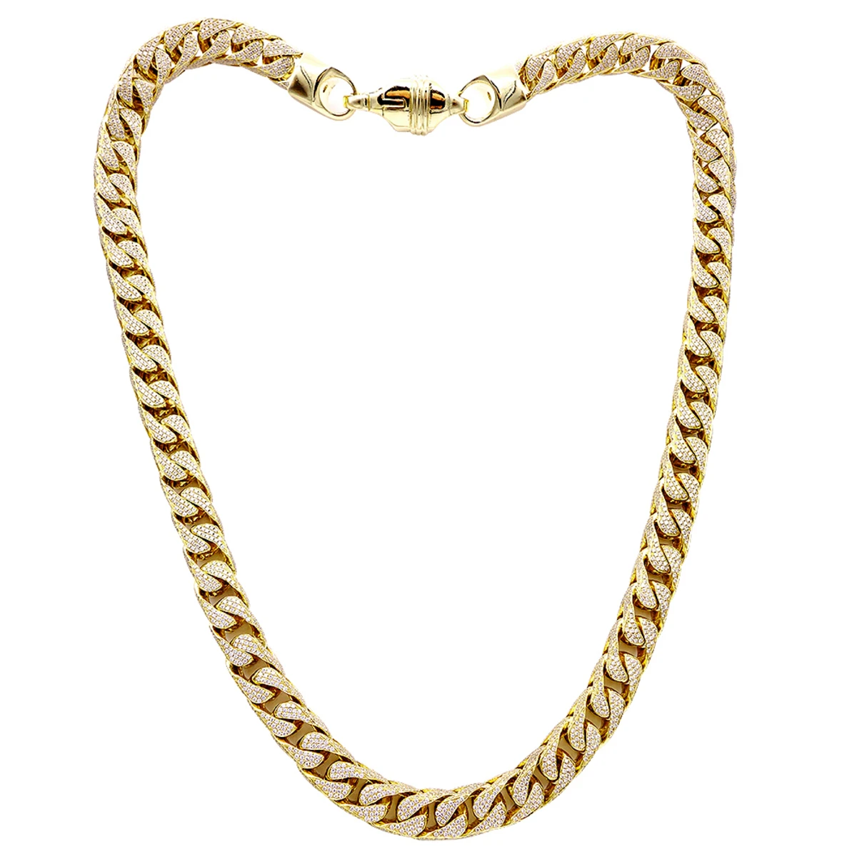 Real Diamond Hip Hop Jewelry Solid 10K Yellow Gold Iced Out Franco Chain For Men 3 Real Diamond Hip Hop Jewelry Solid 10K Yellow Gold Iced Out Franco Chain For Men - Image 3