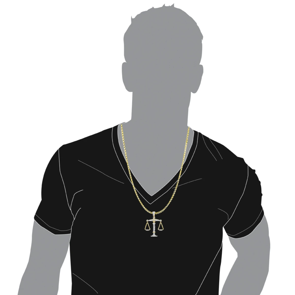 10K Yellow Gold Diamond Libra Pendant 1.1ct By Luxurman 5 10K Yellow Gold Diamond Libra Pendant 1.1ct By Luxurman - Image 5