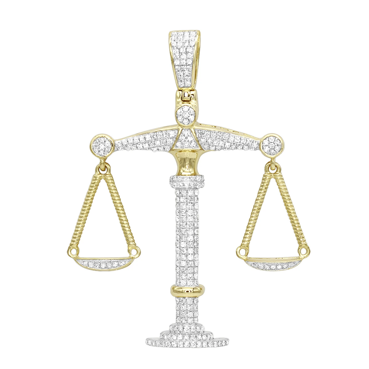 10K Yellow Gold Diamond Libra Pendant 1.1ct By Luxurman 1 10K Yellow Gold Diamond Libra Pendant 1.1ct By Luxurman