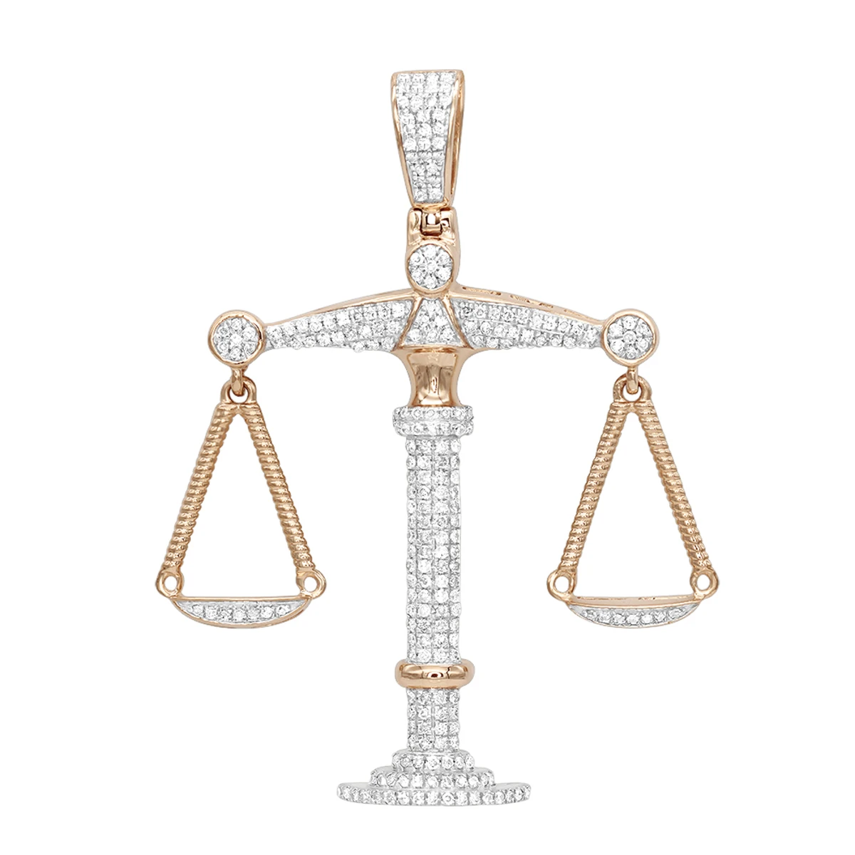 10K Yellow Gold Diamond Libra Pendant 1.1ct By Luxurman 3 10K Yellow Gold Diamond Libra Pendant 1.1ct By Luxurman - Image 3