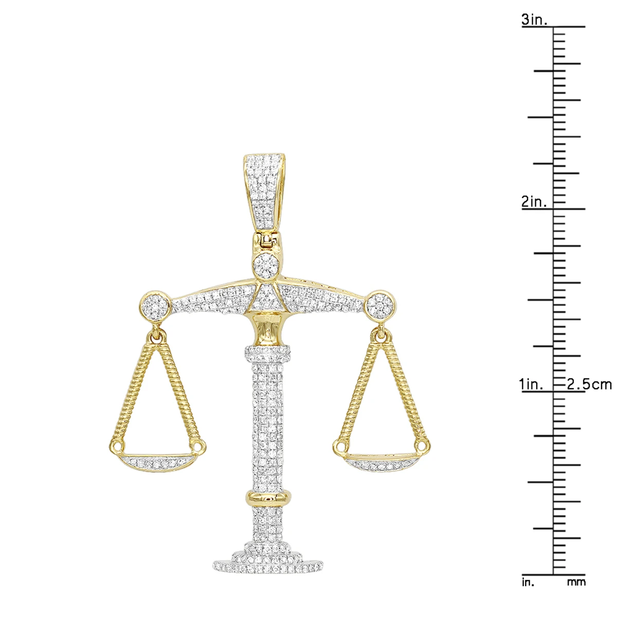 10K Yellow Gold Diamond Libra Pendant 1.1ct By Luxurman 6 10K Yellow Gold Diamond Libra Pendant 1.1ct By Luxurman - Image 6