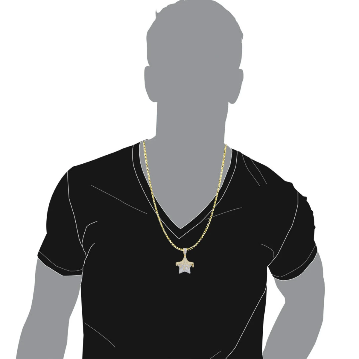 14K Yellow Gold Hip Hop Iced Out Diamond Drip Star Pendant For Men 3 Carat 5 14K Yellow Gold Hip Hop Iced Out Diamond Drip Star Pendant For Men 3 Carat - Image 5