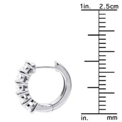 1/2 Inch Classic Huggie Hoop Earrings 14K White Gold With Round Diamonds 1 Carat -Luxurman round diamond huggie earrings hoops 075ct 14k gold ruler white 20210223 1 1 1 20220529