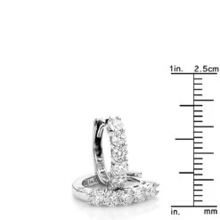 Round Diamond Huggie Earrings Hoops 0.75ct 14K White Gold -Luxurman round diamond huggie earrings hoops 075ct 14k gold rulerwh 20210223