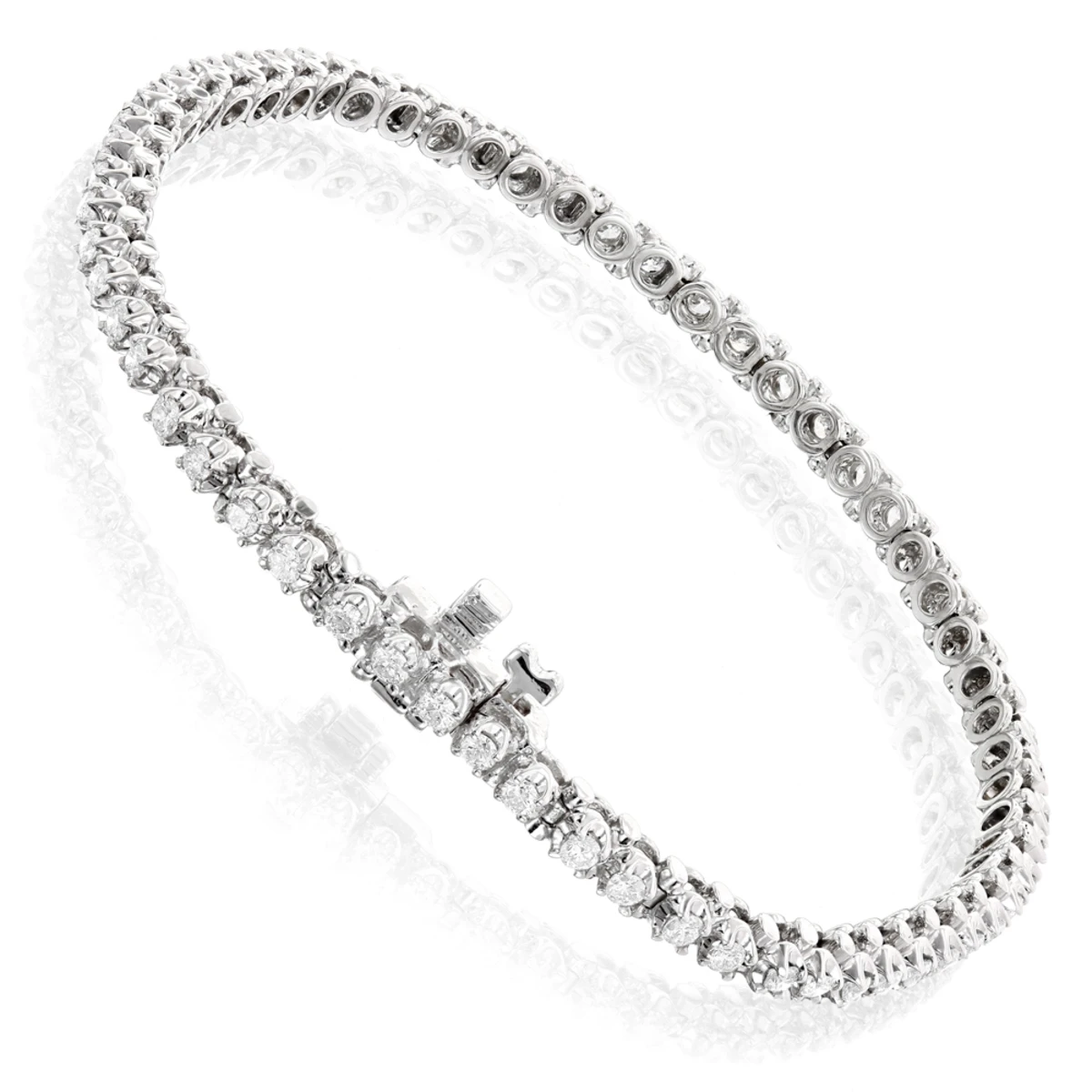 Round Diamond Tennis Bracelet 10K White Gold Yellow Gold Rose Gold 1.5ct 4 Round Diamond Tennis Bracelet 10K White Gold Yellow Gold Rose Gold 1.5ct - Image 4