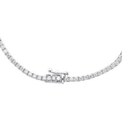 Round Diamond Tennis Necklace Men's Chain 14K White Gold 32in 14.06ct -Luxurman round diamond tennis necklace chain 14k 1406ct p 43200 backwh