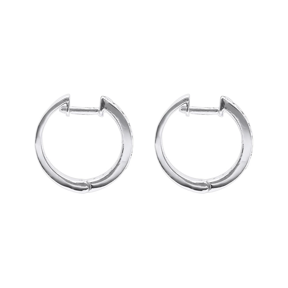 Single Diamond Hoop Earring For Men 14K White Gold Huggie Earring 1/4ct 4 Single Diamond Hoop Earring For Men 14K White Gold Huggie Earring 1/4ct - Image 4