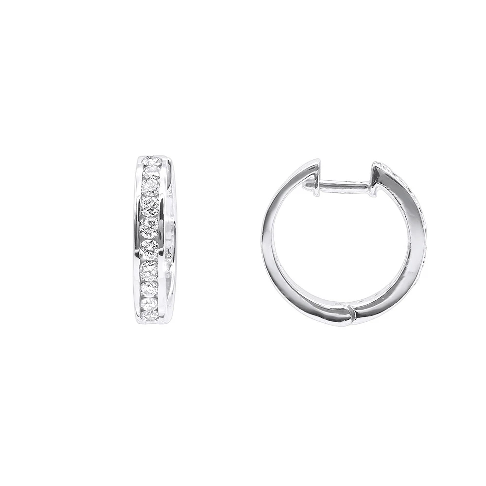 Single Diamond Hoop Earring For Men 14K White Gold Huggie Earring 1/4ct 1 Single Diamond Hoop Earring For Men 14K White Gold Huggie Earring 1/4ct