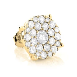 Single Oversized Cluster Men's 18K Rose Gold Round Diamond Stud Earring 2ct -Luxurman single oversized cluster mens 18k gold round diamond stud earring 2ct 7