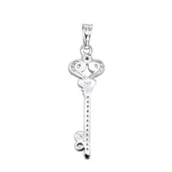 Small 14K White Gold Diamond Key Pendant 0.20ct 9 Small 14K White Gold Diamond Key Pendant 0.20ct -Luxurman small 14k gold diamond key pendant 020ct p 7096 backwh