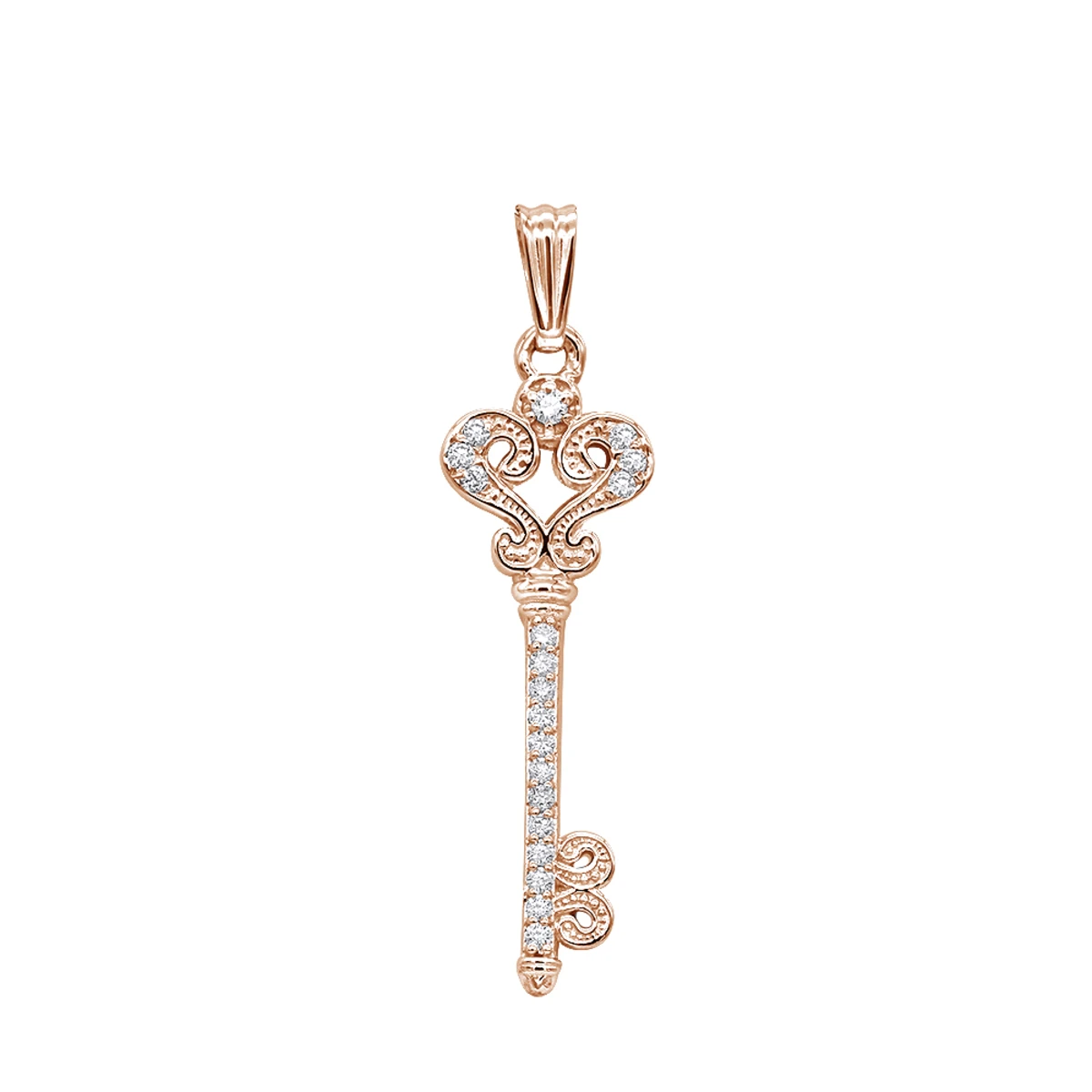 Small 14K White Gold Diamond Key Pendant 0.20ct 3 Small 14K White Gold Diamond Key Pendant 0.20ct - Image 3
