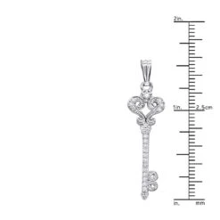 Small 14K White Gold Diamond Key Pendant 0.20ct 10 Small 14K White Gold Diamond Key Pendant 0.20ct -Luxurman small 14k gold diamond key pendant 020ct p 7096 rulerwh