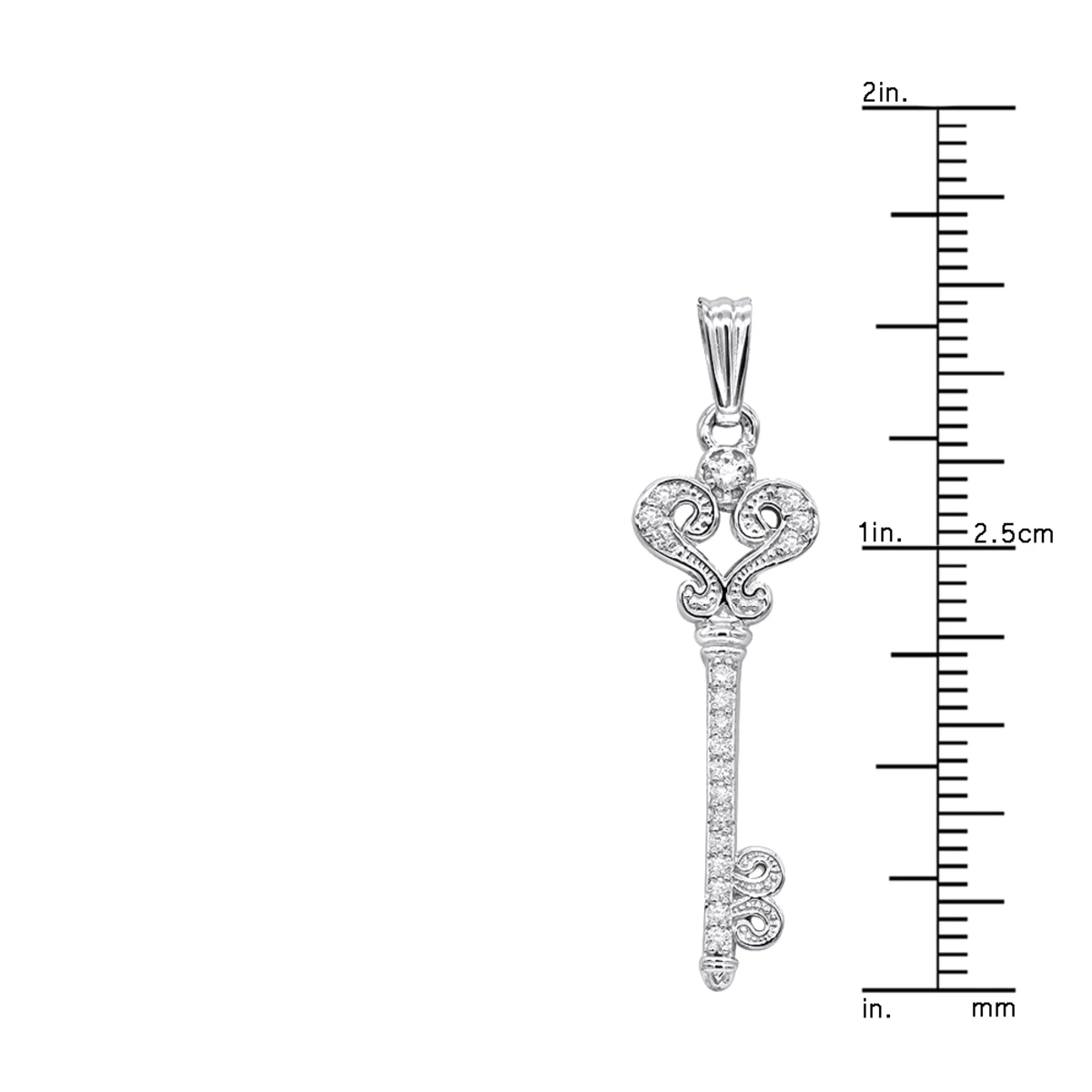 Small 14K White Gold Diamond Key Pendant 0.20ct 5 Small 14K White Gold Diamond Key Pendant 0.20ct - Image 5