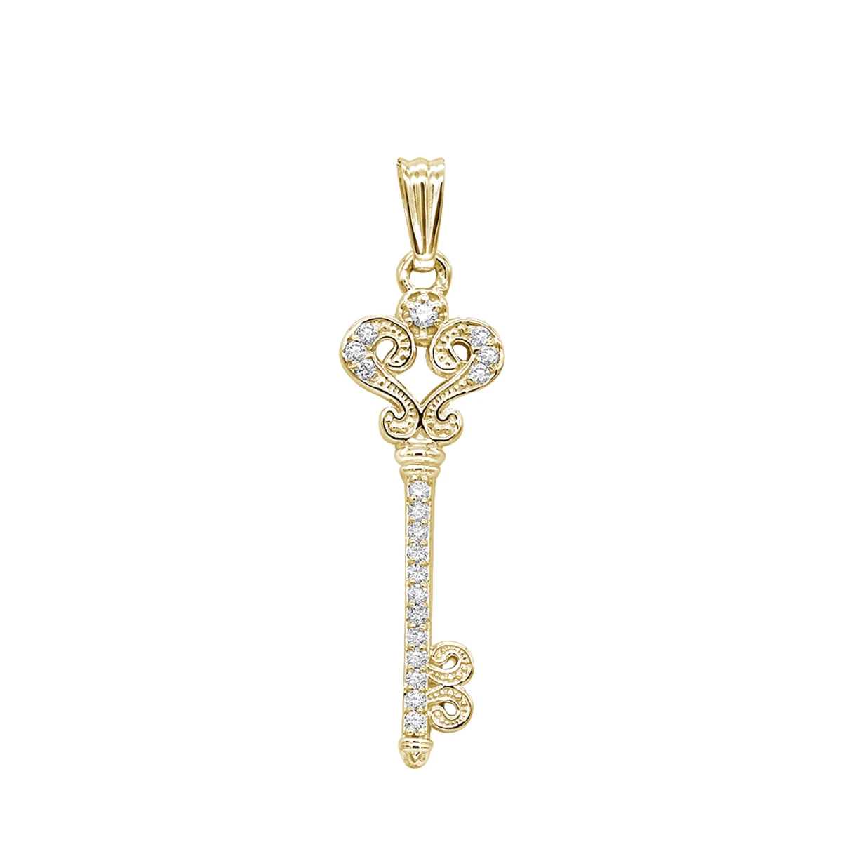 Small 14K White Gold Diamond Key Pendant 0.20ct 2 Small 14K White Gold Diamond Key Pendant 0.20ct - Image 2
