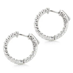 Small 14K White Gold Inside Out Diamond Hoop Earrings 1.79ct 8 Small 14K White Gold Inside Out Diamond Hoop Earrings 1.79ct -Luxurman small 14k gold inside out diamond hoop earrings 179ct p 6421 backwh