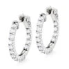 Small 14K White Gold Inside Out Diamond Hoop Earrings 1.79ct