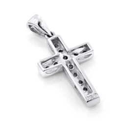 Small 14K Rose Gold Round Diamond Cross Pendant 0.55ct -Luxurman small 14k gold round diamond cross pendant 055ct 3