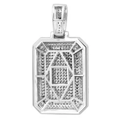 Small Diamond Dog Tag Pendant 1.75ct Fully Iced Out 10K White Gold By Luxurman -Luxurman small diamond dog tag pendant 175ct fully iced out 14k gold by luxurman backwh