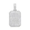 Small Diamond Dog Tag Pendant 1.75ct Fully Iced Out 10K White Gold By Luxurman