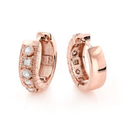 Small Diamond Hoop Earrings 1/2ct 14K Yellow Gold Huggies -Luxurman small diamond hoop earrings 12ct 14k gold huggies ro