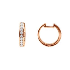 Small Diamond Hoop Earrings For Men And Women 1/2ct Huggies 14K Yellow Gold 15mm -Luxurman small diamond hoop earrings for men and women 12ct huggies 14k gold ro 20191215