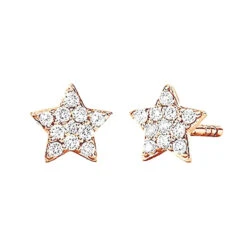 Small Diamond Star Earrings Studs 14K Yellow Gold 0.1ct -Luxurman small diamond star earrings studs 14k gold 01ct 000889 rose 20220217