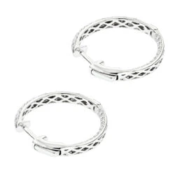 Small Inside Out Diamond Hoop Earrings 1.16ct 14K White Gold 9 Small Inside Out Diamond Hoop Earrings 1.16ct 14K White Gold -Luxurman small hoop diamond earrings 116ct 14k backwh