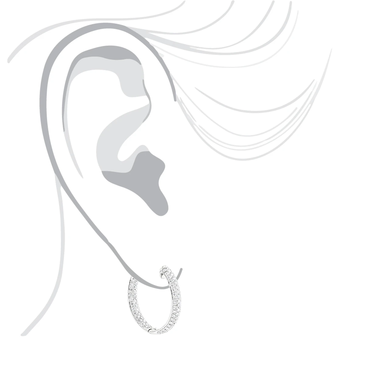 Small Inside Out Diamond Hoop Earrings 1.16ct 14K White Gold 5 Small Inside Out Diamond Hoop Earrings 1.16ct 14K White Gold - Image 5