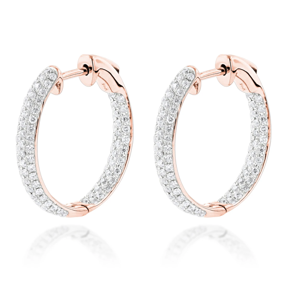 Small Inside Out Diamond Hoop Earrings 1.16ct 14K White Gold 3 Small Inside Out Diamond Hoop Earrings 1.16ct 14K White Gold - Image 3