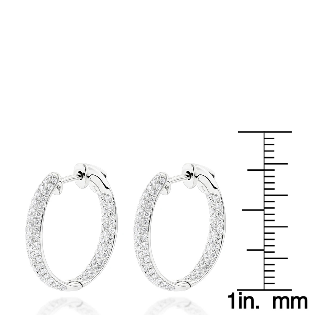 Small Inside Out Diamond Hoop Earrings 1.16ct 14K White Gold 6 Small Inside Out Diamond Hoop Earrings 1.16ct 14K White Gold - Image 6