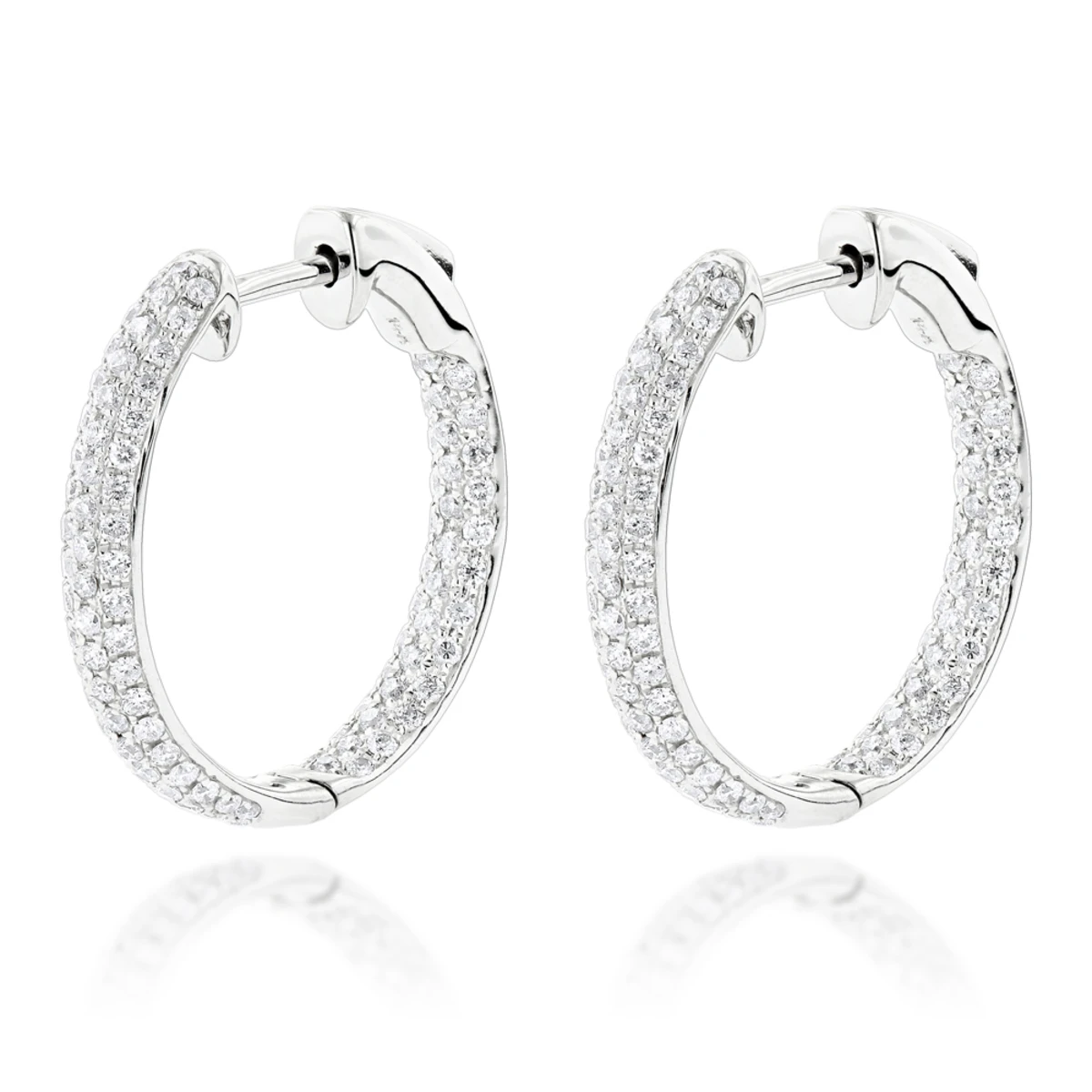 Small Inside Out Diamond Hoop Earrings 1.16ct 14K White Gold 1 Small Inside Out Diamond Hoop Earrings 1.16ct 14K White Gold
